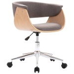 vidaXL Scaun bucătărie pivotant gri taupe lemn curbat/material textil vidaXL Scaun bucătărie pivotant gri taupe lemn curbat/material textil