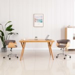 vidaXL Scaun bucătărie pivotant gri taupe lemn curbat/material textil vidaXL Scaun bucătărie pivotant gri taupe lemn curbat/material textil