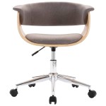 vidaXL Scaun bucătărie pivotant gri taupe lemn curbat/material textil vidaXL Scaun bucătărie pivotant gri taupe lemn curbat/material textil