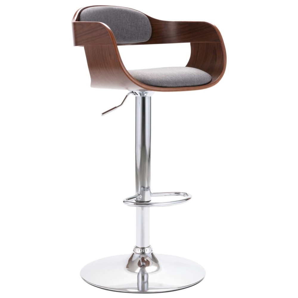 vidaXL Scaun de bar, placaj și material textil gri