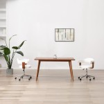 vidaXL Scaun de bucătărie pivotant, alb, lemn curbat & piele ecologică vidaXL Scaun de bucătărie pivotant, alb, lemn curbat & piele ecologică