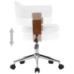 vidaXL Scaun de bucătărie pivotant, alb, lemn curbat & piele ecologică vidaXL Scaun de bucătărie pivotant, alb, lemn curbat & piele ecologică