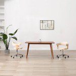 vidaXL Scaun de bucătărie pivotant crem lemn curbat și piele ecologică vidaXL Scaun de bucătărie pivotant crem lemn curbat și piele ecologică