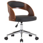 vidaXL Scaun de bucătărie pivotant negru lemn curbat & piele ecologică vidaXL Scaun de bucătărie pivotant negru lemn curbat & piele ecologică