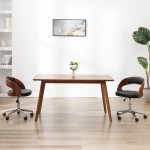 vidaXL Scaun de bucătărie pivotant negru lemn curbat & piele ecologică vidaXL Scaun de bucătărie pivotant negru lemn curbat & piele ecologică