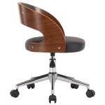vidaXL Scaun de bucătărie pivotant negru lemn curbat & piele ecologică vidaXL Scaun de bucătărie pivotant negru lemn curbat & piele ecologică
