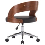 vidaXL Scaun de bucătărie pivotant negru lemn curbat & piele ecologică vidaXL Scaun de bucătărie pivotant negru lemn curbat & piele ecologică