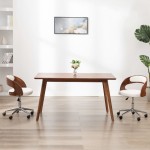 vidaXL Scaun de bucătărie pivotant, alb, lemn curbat & piele ecologică vidaXL Scaun de bucătărie pivotant, alb, lemn curbat & piele ecologică