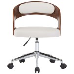 vidaXL Scaun de bucătărie pivotant, alb, lemn curbat & piele ecologică vidaXL Scaun de bucătărie pivotant, alb, lemn curbat & piele ecologică