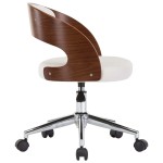 vidaXL Scaun de bucătărie pivotant, alb, lemn curbat & piele ecologică vidaXL Scaun de bucătărie pivotant, alb, lemn curbat & piele ecologică