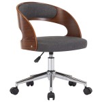 vidaXL Scaun de birou pivotant, gri, lemn curbat și material textil vidaXL Scaun de birou pivotant, gri, lemn curbat și material textil
