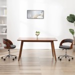 vidaXL Scaun de birou pivotant, gri, lemn curbat și material textil vidaXL Scaun de birou pivotant, gri, lemn curbat și material textil