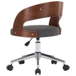 vidaXL Scaun de birou pivotant, gri, lemn curbat și material textil vidaXL Scaun de birou pivotant, gri, lemn curbat și material textil