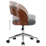 vidaXL Scaun de birou pivotant, gri, lemn curbat și material textil vidaXL Scaun de birou pivotant, gri, lemn curbat și material textil