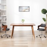 vidaXL Scaun de bucătărie pivotant negru lemn curbat & piele ecologică vidaXL Scaun de bucătărie pivotant negru lemn curbat & piele ecologică