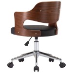 vidaXL Scaun de bucătărie pivotant negru lemn curbat & piele ecologică vidaXL Scaun de bucătărie pivotant negru lemn curbat & piele ecologică