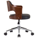 vidaXL Scaun de bucătărie pivotant negru lemn curbat & piele ecologică vidaXL Scaun de bucătărie pivotant negru lemn curbat & piele ecologică