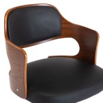 vidaXL Scaun de bucătărie pivotant negru lemn curbat & piele ecologică vidaXL Scaun de bucătărie pivotant negru lemn curbat & piele ecologică