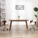 vidaXL Scaun de bucătărie pivotant, alb, lemn curbat & piele ecologică vidaXL Scaun de bucătărie pivotant, alb, lemn curbat & piele ecologică
