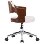 vidaXL Scaun de bucătărie pivotant, alb, lemn curbat & piele ecologică vidaXL Scaun de bucătărie pivotant, alb, lemn curbat & piele ecologică