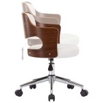 vidaXL Scaun de bucătărie pivotant, alb, lemn curbat & piele ecologică vidaXL Scaun de bucătărie pivotant, alb, lemn curbat & piele ecologică