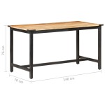vidaXL Masă de bucătărie, 140x70x76 cm, lemn masiv de mango nefinisat vidaXL Masă de bucătărie, 140x70x76 cm, lemn masiv de mango nefinisat