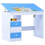 vidaXL Birou de studiu & desenat pentru copii rabatabil albastru & alb vidaXL Birou de studiu & desenat pentru copii rabatabil albastru & alb