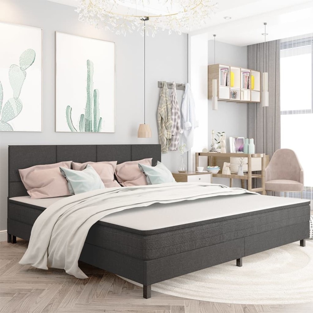 vidaXL Tăblie de pat, gri închis, 200 x 200 cm, material textil