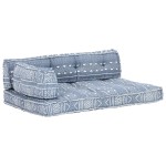 vidaXL Pernă de canapea din paleți, indigo, textil, petice vidaXL Pernă de canapea din paleți, indigo, textil, petice