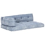 vidaXL Pernă de canapea din paleți, indigo, textil, petice vidaXL Pernă de canapea din paleți, indigo, textil, petice