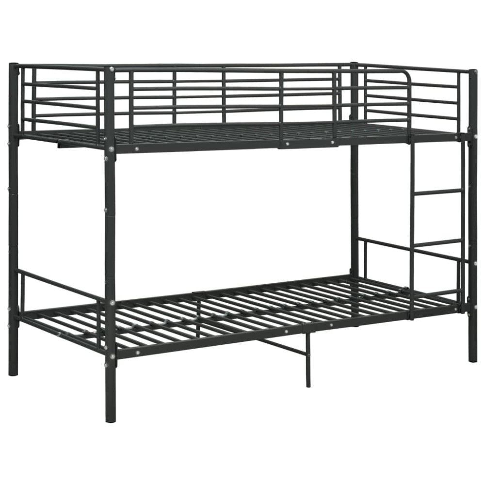 vidaXL Pat supraetajat, negru, 90 x 200 cm, metal