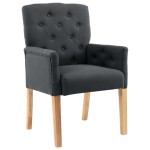 vidaXL Scaun de bucătărie cu cotiere, gri, material textil vidaXL Scaun de bucătărie cu cotiere, gri, material textil