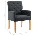 vidaXL Scaun de bucătărie cu cotiere, gri, material textil vidaXL Scaun de bucătărie cu cotiere, gri, material textil