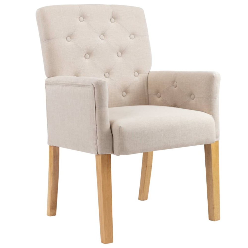 vidaXL Scaun de bucătărie cu brațe, bej, material textil