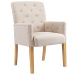 vidaXL Scaun de bucătărie cu brațe, bej, material textil vidaXL Scaun de bucătărie cu brațe, bej, material textil
