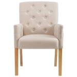 vidaXL Scaun de bucătărie cu brațe, bej, material textil vidaXL Scaun de bucătărie cu brațe, bej, material textil