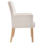 vidaXL Scaun de bucătărie cu brațe, bej, material textil vidaXL Scaun de bucătărie cu brațe, bej, material textil