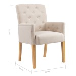 vidaXL Scaun de bucătărie cu brațe, bej, material textil vidaXL Scaun de bucătărie cu brațe, bej, material textil