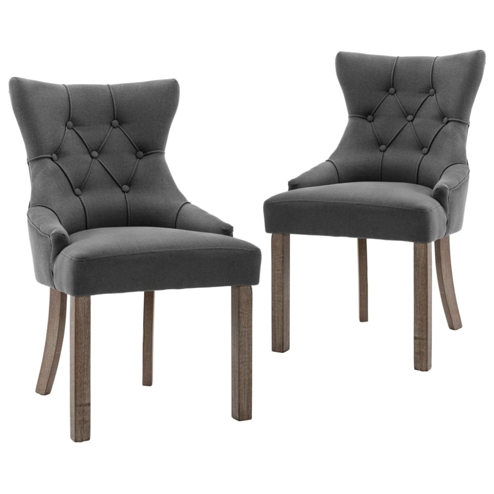 vidaXL Scaune de bucătărie, 2 buc., gri, textil