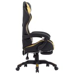 vidaXL Scaun de racing suport picioare auriu/negru piele ecologică vidaXL Scaun de racing suport picioare auriu/negru piele ecologică