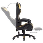 vidaXL Scaun de racing suport picioare auriu/negru piele ecologică vidaXL Scaun de racing suport picioare auriu/negru piele ecologică
