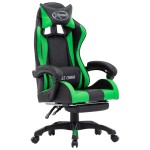 vidaXL Scaun de racing cu suport picioare verde/negru piele ecologică vidaXL Scaun de racing cu suport picioare verde/negru piele ecologică