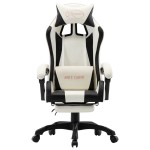 vidaXL Scaun de racing cu suport picioare, negru/alb, piele ecologică vidaXL Scaun de racing cu suport picioare, negru/alb, piele ecologică