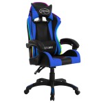 vidaXL Scaun de jocuri cu LED RGB, albastru și negru, piele ecologică