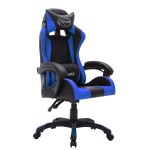 vidaXL Scaun de jocuri cu LED RGB, albastru și negru, piele ecologică