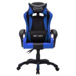 vidaXL Scaun de jocuri cu LED RGB, albastru și negru, piele ecologică