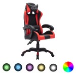 vidaXL Scaun de jocuri cu LED RGB, roșu și negru, piele ecologică vidaXL Scaun de jocuri cu LED RGB, roșu și negru, piele ecologică