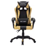vidaXL Scaun de jocuri cu LED RGB, auriu și negru, piele ecologică vidaXL Scaun de jocuri cu LED RGB, auriu și negru, piele ecologică