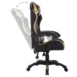vidaXL Scaun de jocuri cu LED RGB, auriu și negru, piele ecologică vidaXL Scaun de jocuri cu LED RGB, auriu și negru, piele ecologică