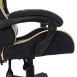 vidaXL Scaun de jocuri cu LED RGB, auriu și negru, piele ecologică vidaXL Scaun de jocuri cu LED RGB, auriu și negru, piele ecologică